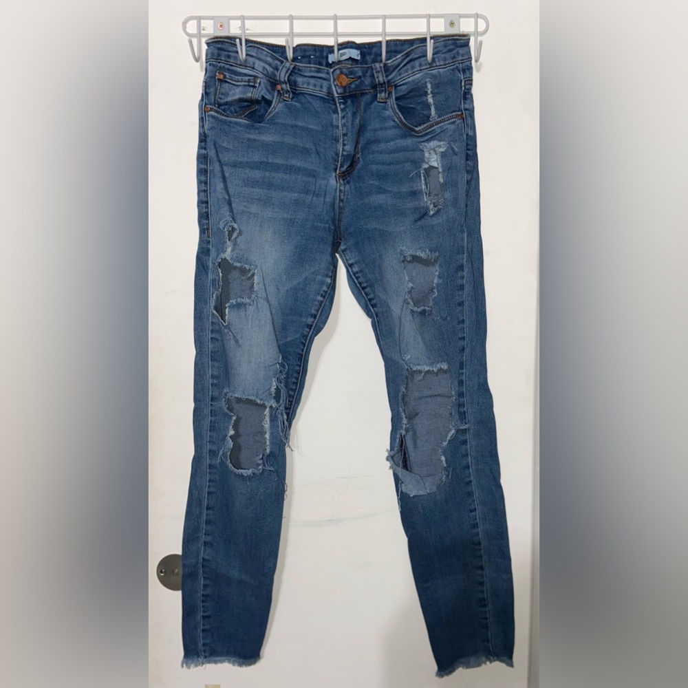 Blue ripped boyfriend jeans